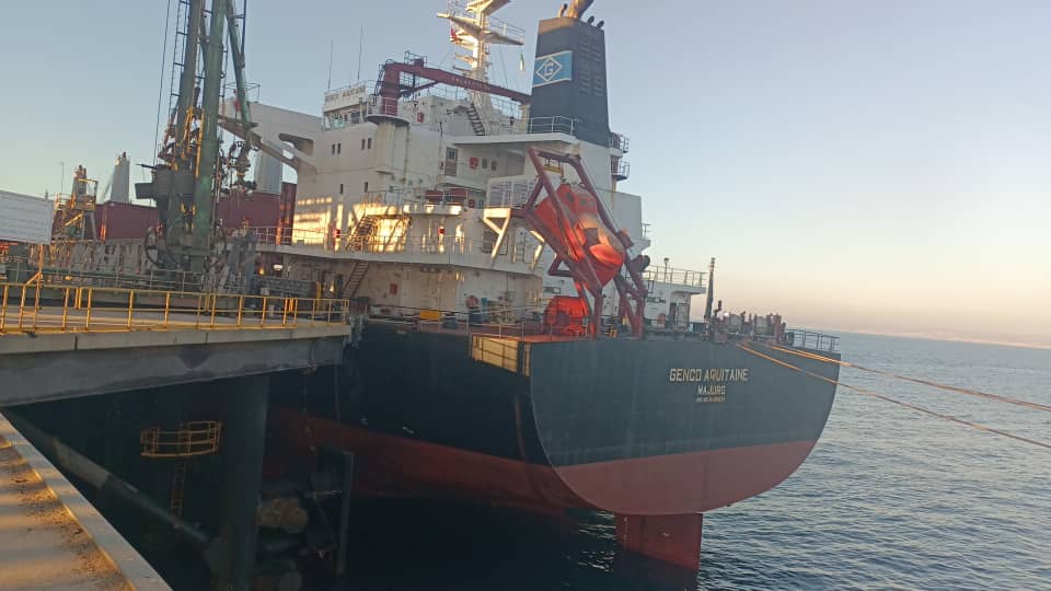Bulk carrier MV Genco Aquitaine berthed at Algerian port